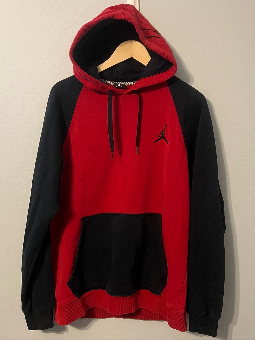 NIKE Air Jordan “Flight” Hoodie Men’s L Dark Red/Black Fleece Sweatshirt Jumpman